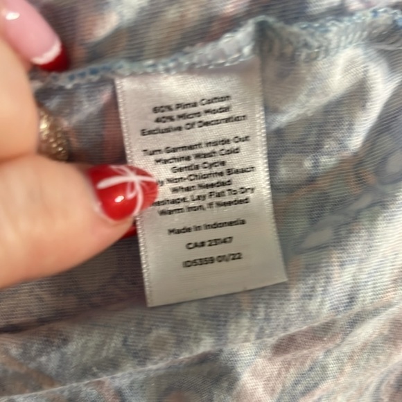 Talbots Floral Lace Trim Tunic Top Size 2X Pima Cotton 3/4 Sleeves - Picture 7 of 8